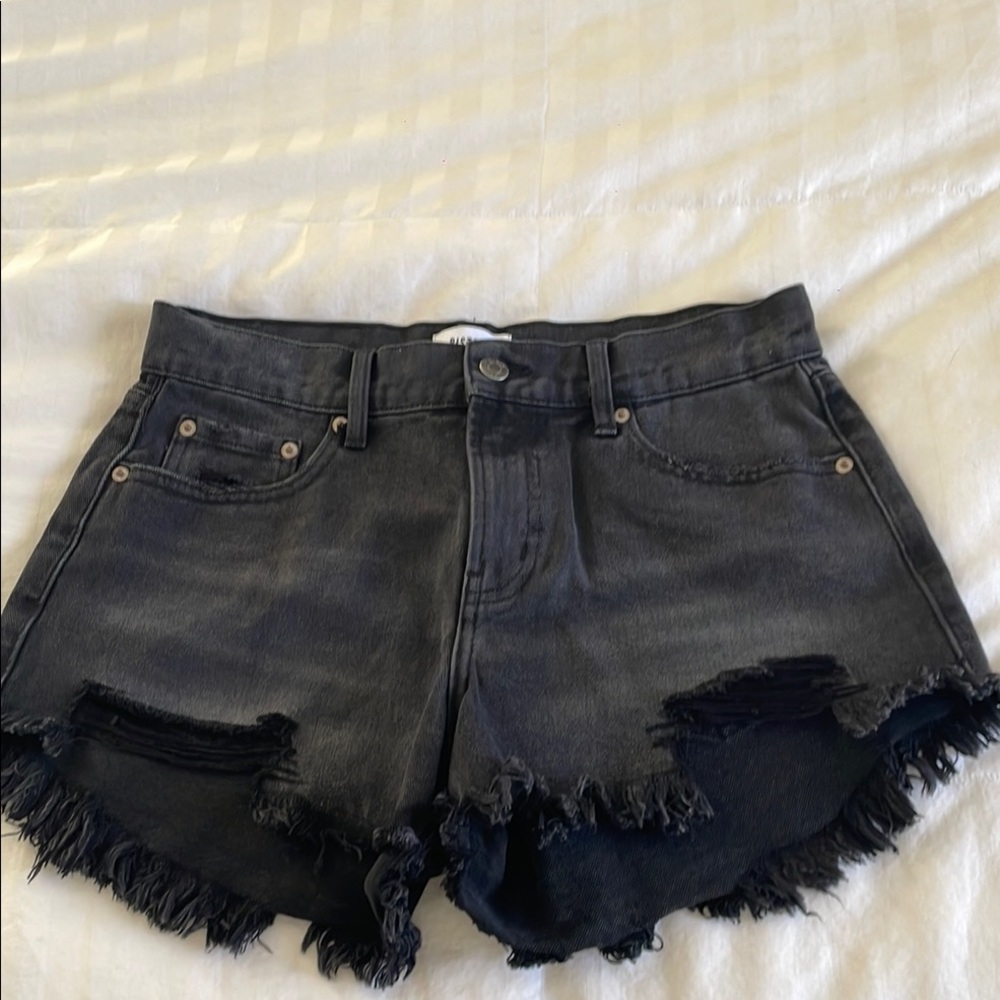 Pistola Black Cut Off Jean Shorts Distressed High-Waisted
